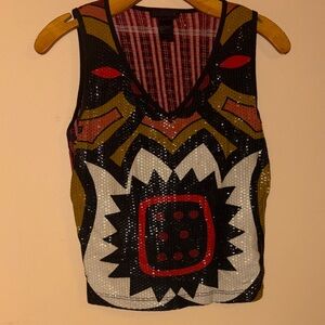 Custo Barcelona Multicolor Sequin Tank Top Rare Find